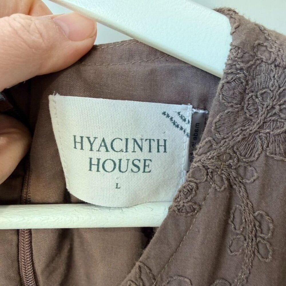 Hyacinth House Brown Becca Bell Sleeve Mini Dress Womens Size L - Picture 10 of 12